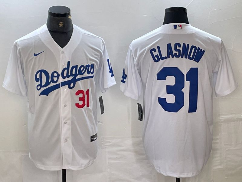 Men Los Angeles Dodgers #31 Glasnow White Nike Game MLB Jersey style 3